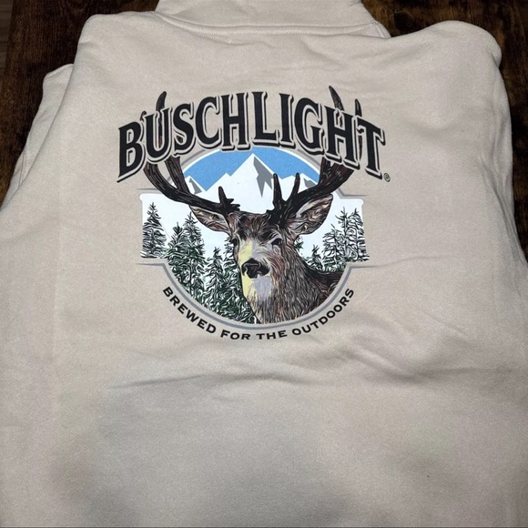 Busch Light Sweater Hoodie Large Deer Hunting NWT Camo Brown Beer Logo - Picture 2 of 5